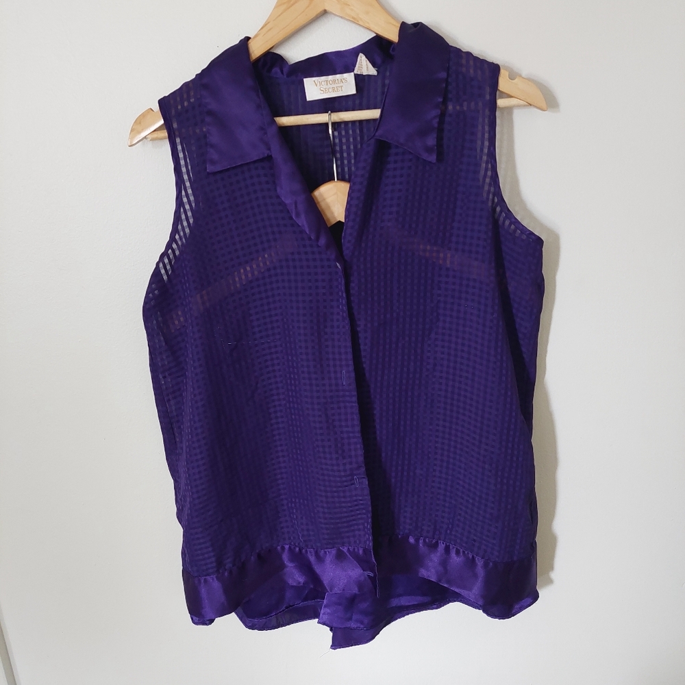 Vintage Victoria's Secret  Satin Purple Sleeveless Set Size M